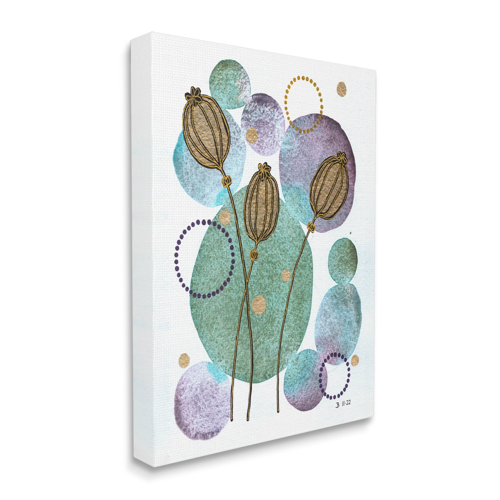 Stupell Industries Modern Geometric Botanicals Botanical & Floral Painting Gallery Wrapped Canvas Print Wall Art, 30 x 40