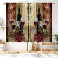 thumbnail image 6 of Red Wine Kitchen Curtains 26W X 36L Inch 2 Panels Rod Pocket Vintage Burgundy Abstract Grapes Small Short Cafe Tier Curtains Retro Glasses Neutral Bottles Window Drapes Treatment Home Decor, 6 of 6
