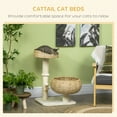 thumbnail image 4 of PawHut 28" Elevated Cat Bed with Sisal Scratching Post for Indoor Kitties, Modern Cat Tree with Cute Basket Design, Small Cat Tree with Fun Ball Toy, 4 of 10