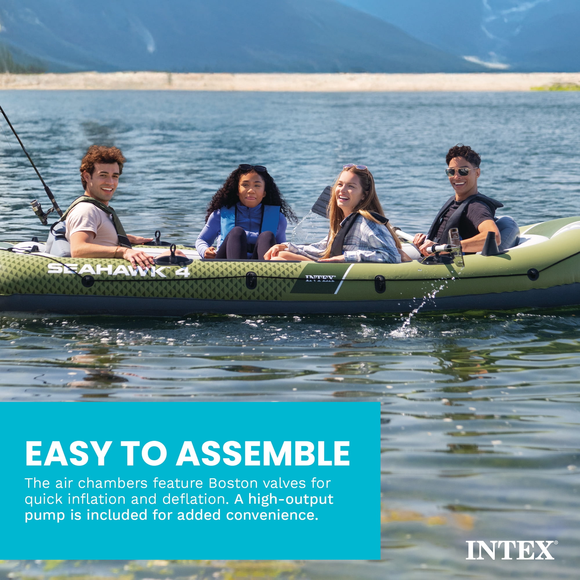 INTEX 66333EP Seahawk 3 Inflatable Boat Set with 54