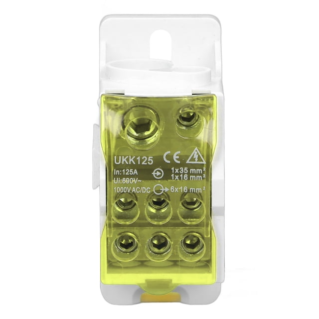 Boîte De Distribution Sur Rail Din, Boîte De Distribution Sur Rail Din, Bornier électrique Universel, Connecteur De Fil D'alimentation, Boîte De Jonction 690V 125a(JAUNE)