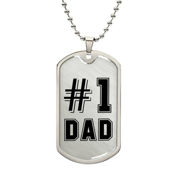 Number 1 Dad, Dad Birthday Gift from Daughter, Dad Fathers Day Gift from Son, Birthday Gift Ideas For Dad, Father's Day Gift - Graphic Military Dog Tag Necklace (Optional Personalized Engraving)