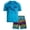 Blue Palm Tree, variant on Big Chill Boys Rash Guard Swim Set - Short Sleeve Rash Guard Swim Shirt & Swim Trunks (6-14)