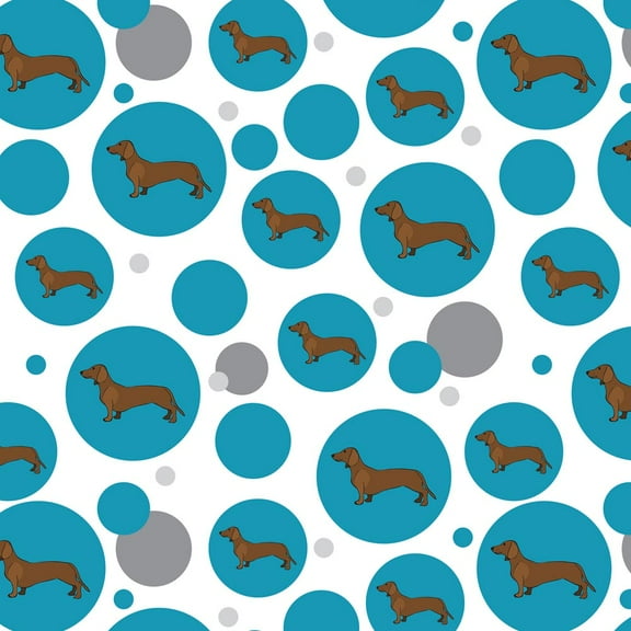 Dachshund Weiner Dog Cartoon on Blue Premium Gift Wrap Wrapping Paper Roll Pattern