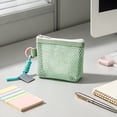 thumbnail image 2 of Mini Mesh Pouch,Lightweight Transparent Mesh Storage Organizer with Hanging Loop for Bathroom Office Travel,Green, 2 of 6