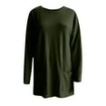 thumbnail image 3 of Aboser Long Shirts for Women Plus Size Basic Tees Solid Color Casual Tops Loose Fit Base Tee Top Lightweight Long Sleeve Tshirts with Pockets, 3 of 4
