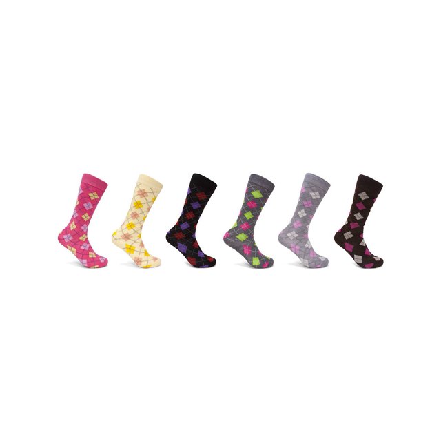 Gravity Threads Women's Chic Unique Assortment Socks 6 Pack, Full Color Argyle