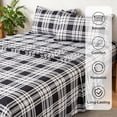 thumbnail image 6 of Jessy Home Full/Queen 4-Piece Plaid Bed Sheet Set, Soft Microfiber, 14-Inch Deep Pocket, Flat & Fitted Sheet with 2 Pillowcases, Black White, 6 of 10