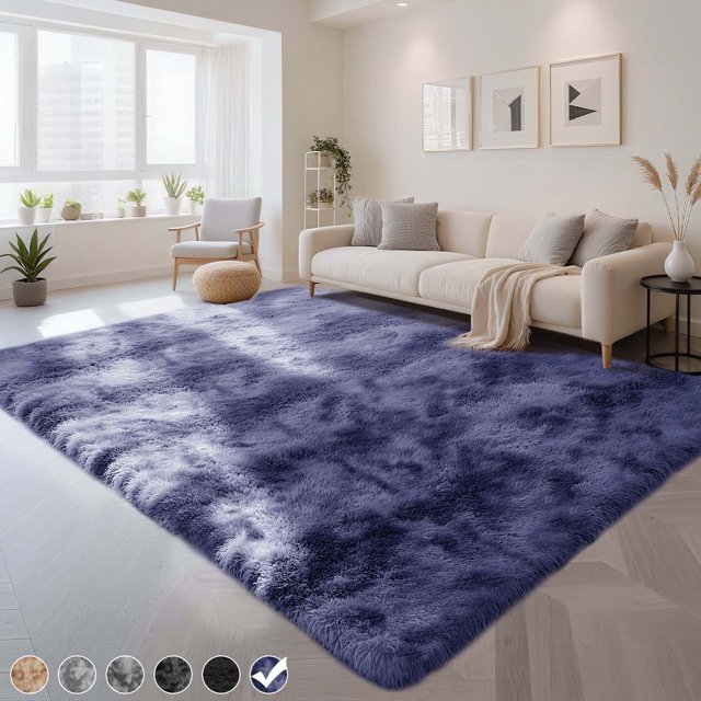 CozyDesg 8ft x 10ft Area Rugs, Soft Fluffy Area Rugs Floor Mat Floor Rugs for Living Room Bedroom Modern Decor Carpet,Navy Blue