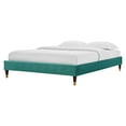 thumbnail image 1 of Platform Bed Frame, Twin Size, Velvet, Teal Blue, Modern Contemporary Urban Design, Bedroom Master Guest Suite, 1 of 6
