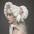 thumbnail image 7 of Hsqqdc Pink Sweet Lolita Lace Bonnet Hat, Victorian Ruffle Hat with Tassels for Tea Party, 7 of 7