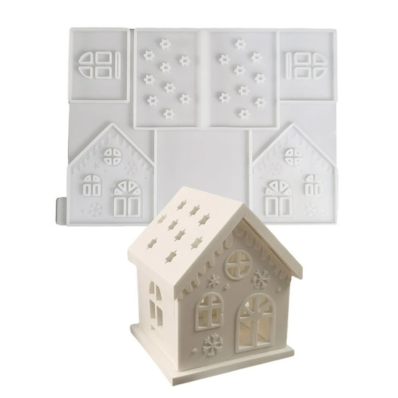 Christmas House Silicone Mold Resin Crafting Moulds Silicone Ornament Moulds Candle Holder Molds for Hand-Making Craft
