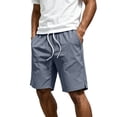 thumbnail image 2 of Mens Shorts Men's Solid Color Elastic Waist Drawstring Zipper Pocket Casual Sports Shorts Dark Gray S, 2 of 9