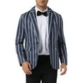 thumbnail image 5 of INSPIRE CHIC Striped Blazer for Men's Single Breasted Contrast Color Business Sports Coat 2XL Navy Blue, 5 of 5