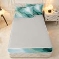 thumbnail image 4 of Erosebridal Teal Marble Zipper Full Size Comforter Sets with Fitted Sheet and 2 Pillowcases, Watercolor Marbling Zipper Bedding Set, Gray Reversible, 4 of 7