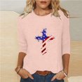 thumbnail image 2 of Sales Today Prime Womens Plus Size $5 Women's 2026 Summer Loose and Comfortable Independence Day Printed Round Neck Three-quarter Sleeve 3/4 Sleeve T-Shirt Top, Pink L, 2 of 5