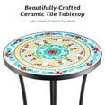 thumbnail image 4 of 14 Inch Side Table w Ceramic Tile Top and Shelf for Patio Balcony Garden Floral, 4 of 6