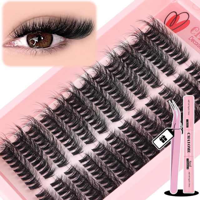 Diy Eyelash Extension Kit With Tweezers, And Eyelash Curler Natural Look Reusable