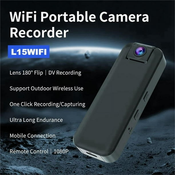 Cámara Portátil Wifi HD 1080P con Tarjeta TF de 64 GB, Lente Giratoria de 180°, Batería de Larga Duración de 1500 MAh, Grabación con un Solo Toque