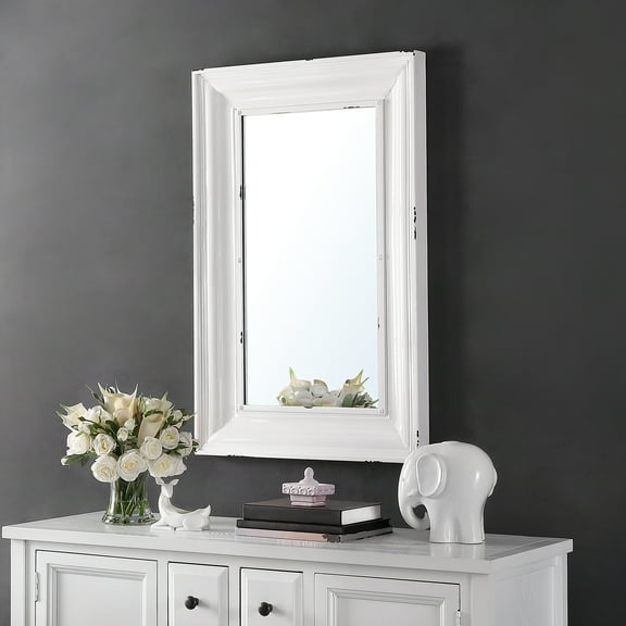 SAFAVIEH Linsa 24 in. x 36 in. Solid Framed Mirror, White