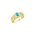 thumbnail image 3 of RYLOS Men's Rings 14K Yellow Gold Classic 6X4MM Oval Gemstone & Diamond Ring Tourquose December Birthstone Rings For Men, Gold Rings Size 11, 3 of 7