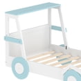 thumbnail image 6 of Harper & Bright Designs Twin Size Car Bed with Storage Shelves, Wood Platform Bed with Car-shape for Boys and Girls, White+Blue, 6 of 12