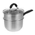 thumbnail image 1 of OULII 1Pc Stainless Steel Small Milk Pot Soup Pan Thickened Cooking Pot with Glass Lid Silver, 1 of 8