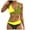 Yellow, variant on Wamejoo Womens Two Piece Swimsuits Wrap Front Bikini High Waisted Bottom Tummy Control Bathing Suits Vintage Print Swimwear (Hot Pink, S)