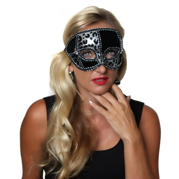 Making Believe Black Leopard Half Mask