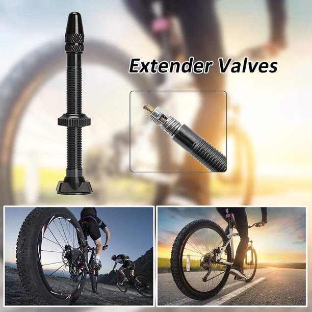 Bicicleta 2pcs 60mm MTB Road Bike Ndcxsfigh Extender Valves Tubeless Presta Valve Core (Negro)
