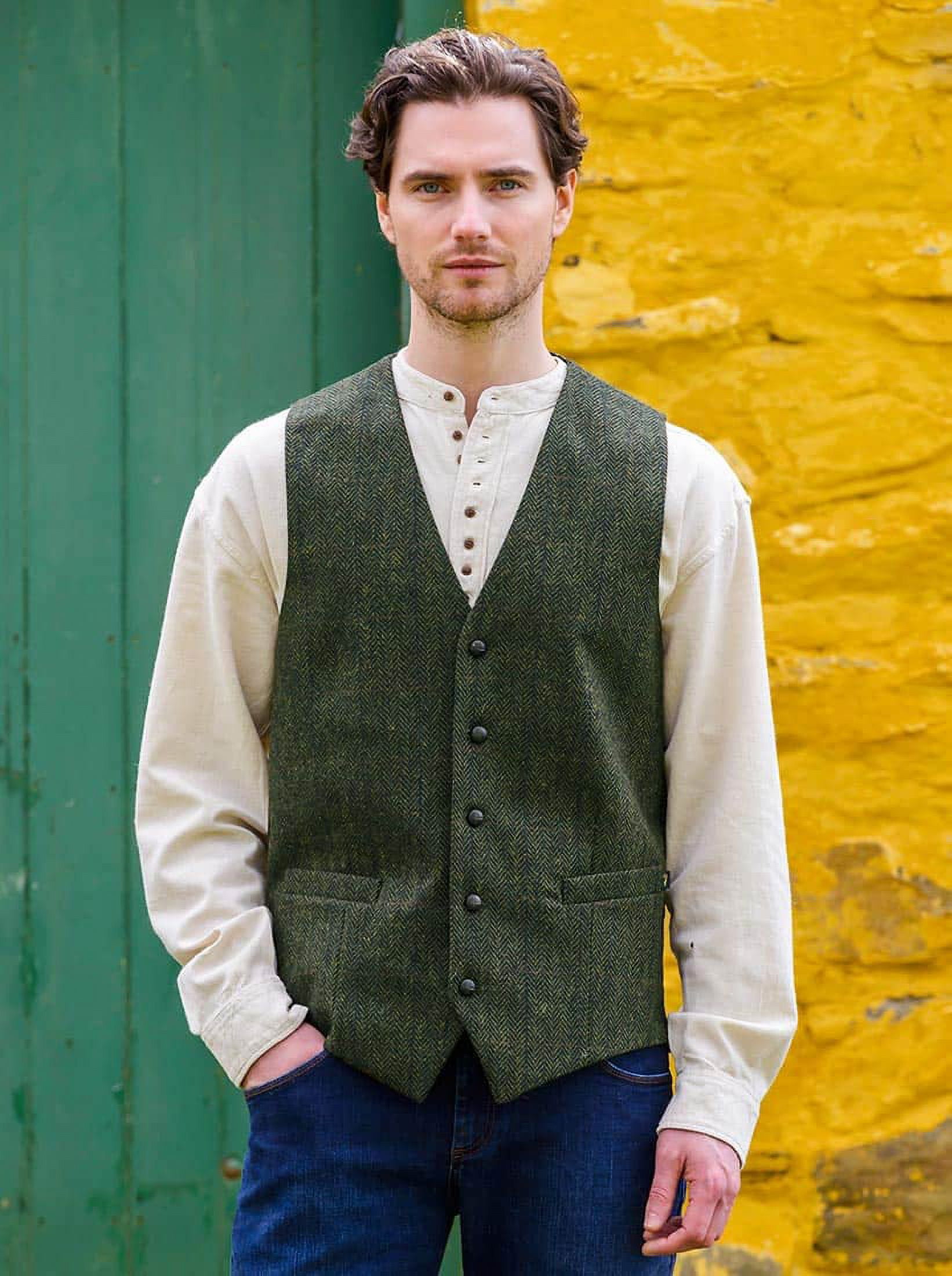 Formal Casual Vest Mucros Weavers Men's Police Blue Tweed Vest