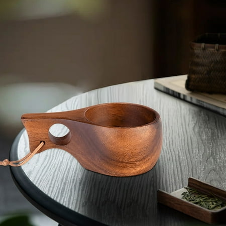 

HongHeng 1PC Wooden Cups for Drinking Viking Wooden Coffee Mug Portable Wood Coffee Cup Wooden Mug with Handle Viking Mug with Lanyard Traditional Handcarved Wooden Beer Mug