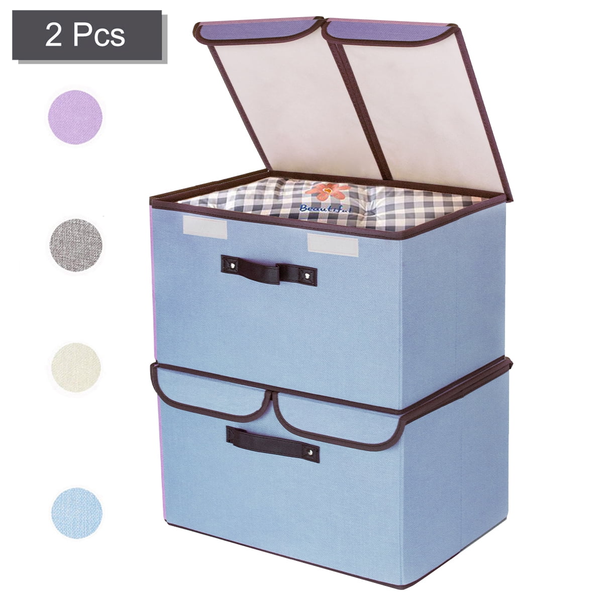 PinkSheep 2 Pack Collapsible Cube Storage Bins with Lids, Fabric