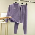 thumbnail image 2 of Elainilye Fashion Womens Loungewear Set Warm Underwear Fleece Thickened Pajamas Sleepwear Bottoming Set,Purple, 2 of 5