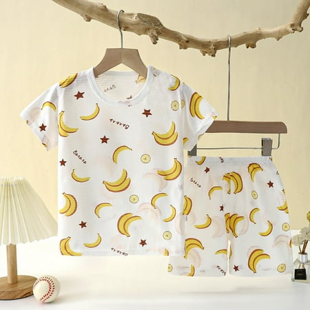 

Toddler Boys Outfit Sets Summer Short Sleeve Cartoon Prints Tops Shorts Suits