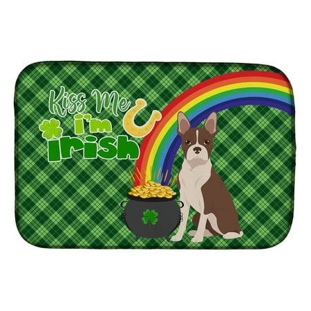 

Red Boston Terrier St. Patrick s Day Dish Drying Mat 14 in x 21 in