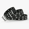 thumbnail image 6 of Double Grommet Belt, Wide Belt Vintage Style Double Prong Buckle Punk Waist Belt for Dancing, 6 of 8