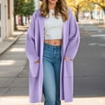 thumbnail image 2 of felwors Cardigan for Women Women's Autumn and Winter Solid Color Fashionable Thin Lapel Long Woolen Fall Outfits Purple, S, 2 of 4