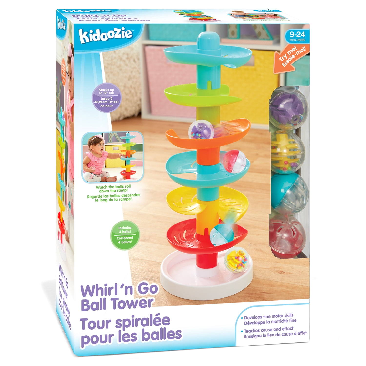Kidoozie Whirl 'n Go Ball Tower - Interactive Developmental Toy for Children Ages 9-24 months