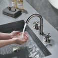 thumbnail image 2 of Two Cross Handle Deck Mounted Widespread Faucet, 3-Hole Bathroom Basin Faucet, 2 of 5