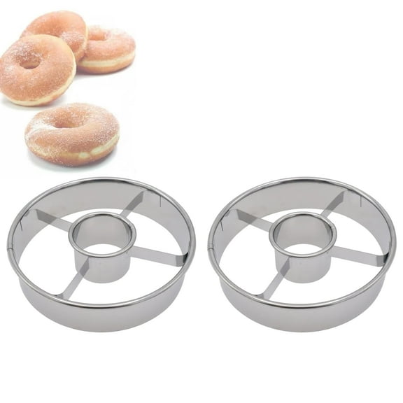 2 Pack Stainless Steel Donut Cutter, 3.86 Inch Doughnut Cutters Mold, Professional Baking Tool for Making Perfect Donuts, Bagels, Cookies, Biscuits, and More