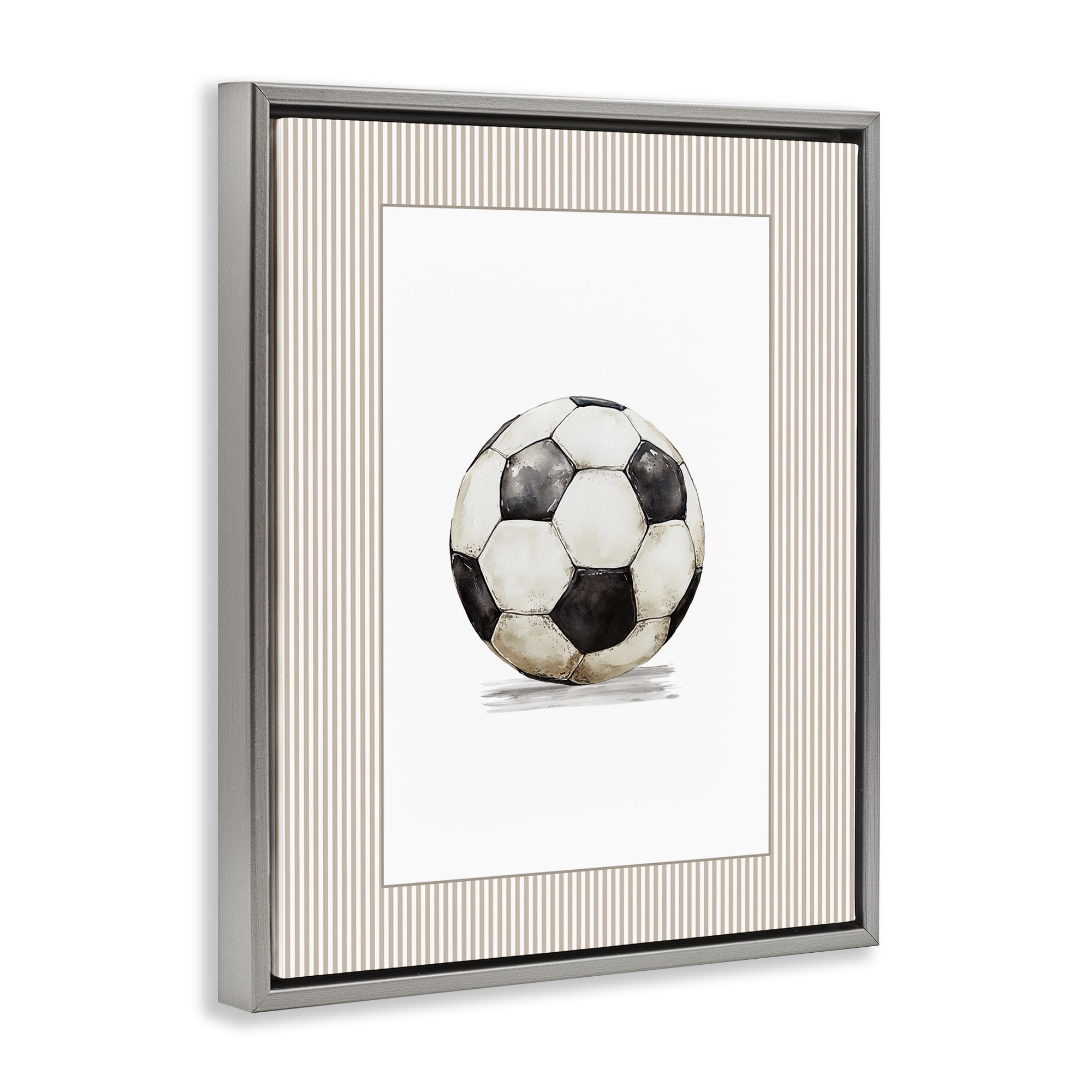 Stupell Industries Vintage Sports Soccer Ball Gray Framed Floater Canvas Wall Art, design by Christine Simpson Art