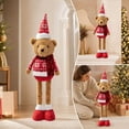 thumbnail image 6 of VORJELT Retractable Leg Christmas Bear Decor - Soft Stuffed Figurine with Adjustable Legs, Cute Holiday Ornament for Fireplace, Shelf & Table - Ideal Winter Gift for Family & Friends A, 6 of 7