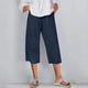 thumbnail image 2 of Pantalones de Lino de Mujer con Bolsillos Mono de Color Sólido, Mezcla de Algodón Cómodo para el Hogar Y el Uso Diario, 2 of 7
