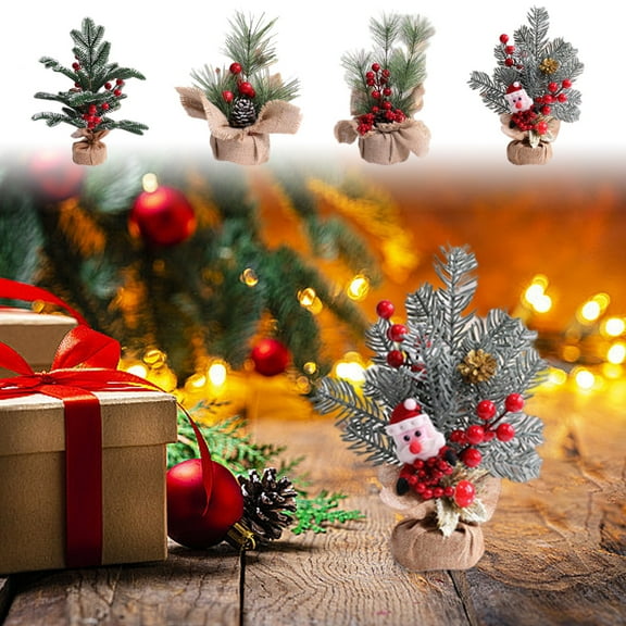 Clearance Christmas Decoration 3.15In Small Christmas Tree Christmas Tree Ornaments Christmas Scene Decoration Red Berry Mini Christmas Tree Decorations Gifts