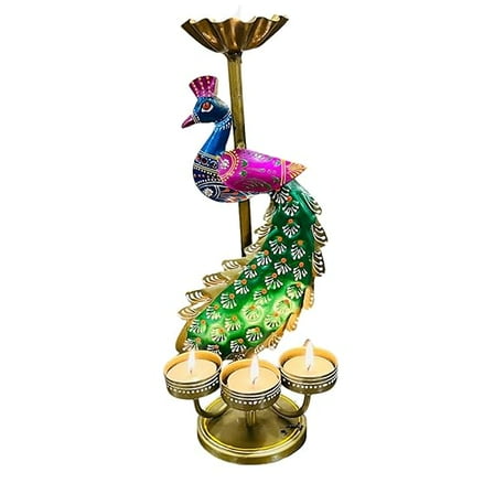 Swadeshi Desire Handcrafted Peacock Candle Tealight Stand | for Home Or Office Deco