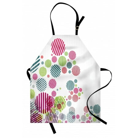 

Colorful Apron Abstract Artistic Pattern with Striped Different Colored Spots Dots Cheerful Fun Unisex Kitchen Bib Apron with Adjustable Neck for Cooking Baking Gardening Multicolor by Ambesonne