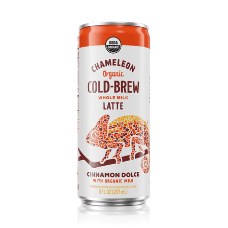 (4 pack) Chameleon Cold-Brew Cinnamon Dolce Whole Milk Latte, 8oz, Organic Coffee (4-pack)