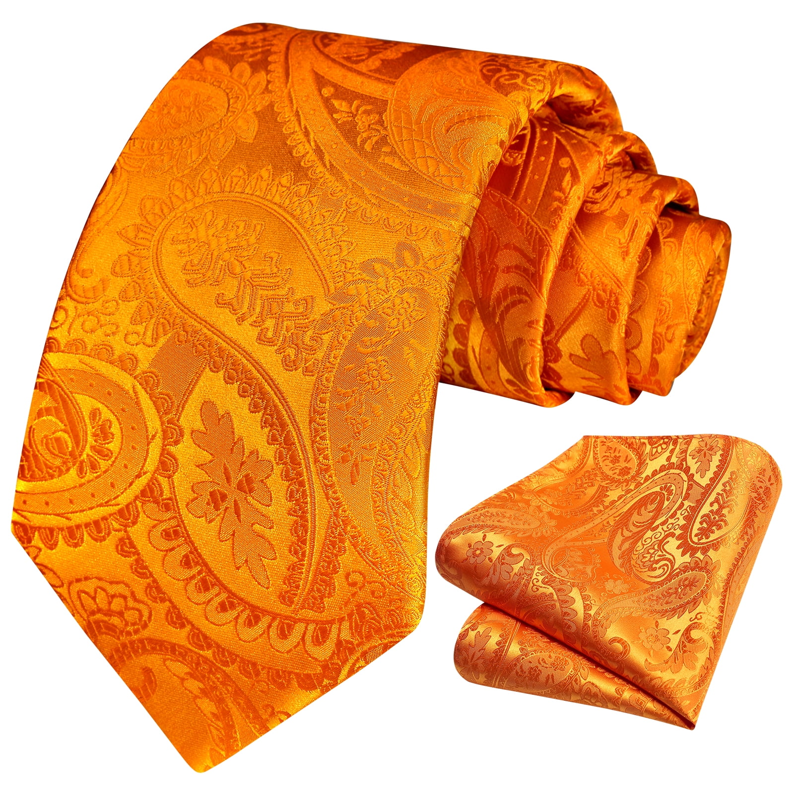 Orange Tie Light Burnt Orange Ties for Men Solid Paisley Neckties and