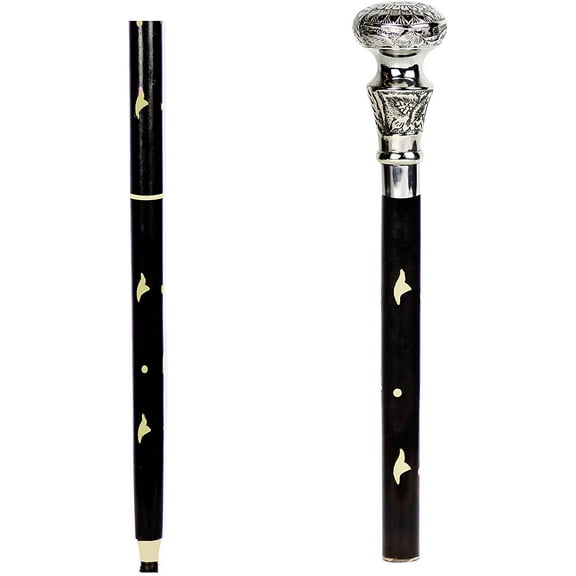 Aluminum & Brass Decorative Rosewood Walking Cane | Full Size Walking-Stick for Men & Women |